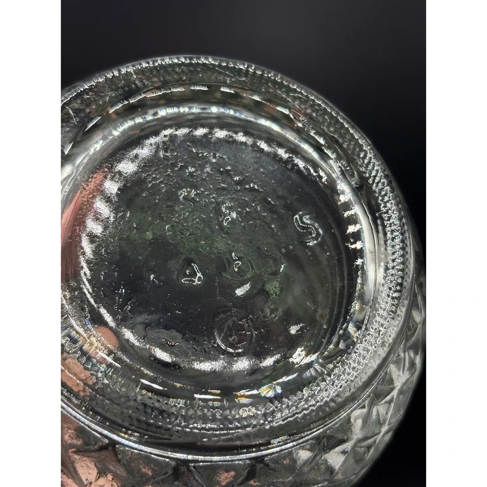 Vintage Glass Decanter Diamond Quilted Ribbed Pattern with Cork‎ Stopper 11